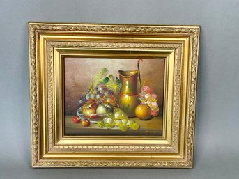 A Stunning Fruit Bowl Still Life Oil Painting, Signed