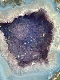 Amethyst And Calcite Crystals In Geode Half, Mexico
