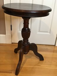 Wooden Pedestal Style End Table