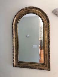 Large Wooden Dome Top Mirror, Matte Gold