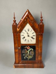 Beautiful Waterbury Clock Company Reverse Painted Mantle Clock