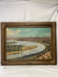 Oil On Canvas Train & River