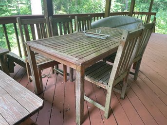 Teak Outdoor Dining Table And Five Chairs