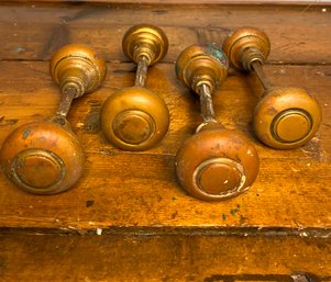 4 Antique Brass Door Knob Sets