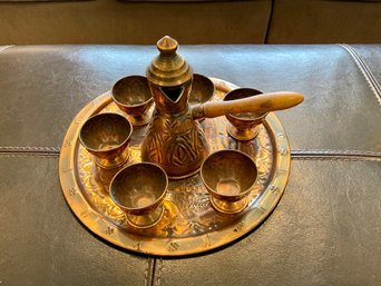 Israeli Brass Beverage Serving Set