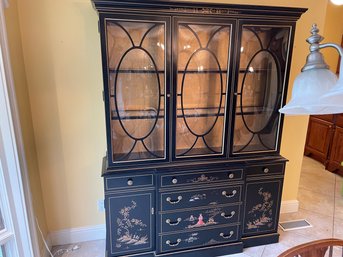 Jasper Cabinet Chinoiserie Black Lacquer Painted China Hutch