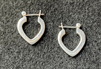 Vintage Sterling Silver 925 Pierced Earrings - Heart Shaped - 5/8 X 5/8