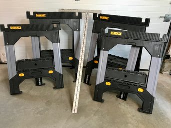 4 DEWALT Adjustable Sawhorses And T Square