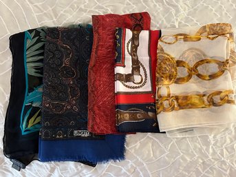 5 Scarves, Blues & Greens, Red & Equestrian