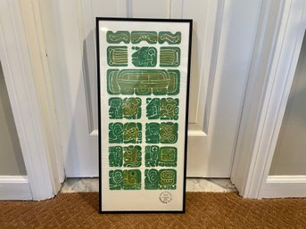 Mayan Stone Rubbing From Chichen Itza, Mexico - Custom Framed