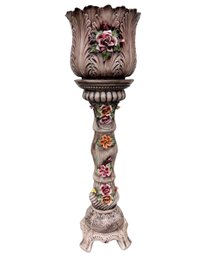 Capodimonte Porcelain Pedestal Column And Vase