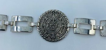 Vintage Sterling Silver Mayan Sun Calendar Bracelet