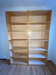 Pair Natural Wood Bookshelves