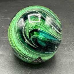 Gorgeous Vintage Green Kerry Glass Hand Blown Paperweight