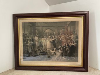 A Large Antique Engraving, Christ Rejected