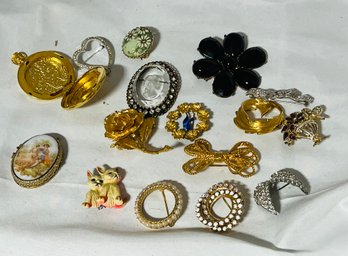 16 Piece Lot Of Jewelry Pin Lot