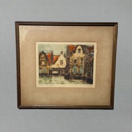A Pencil Signed Original Etching, Philippe Flemish Houses
