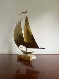 Interesting Brass Sailboat Sculpture