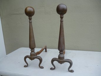 Fireplace Andirons Pair LOT 1 Brass