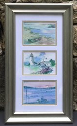 Sydney Spencer Trio Of Watercolors, Maine Seashore Prints.