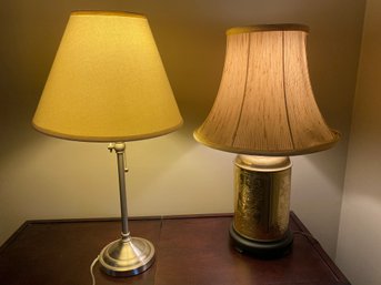 Two Lamps - One Chrome And One Brass Finish