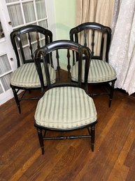 3 Vintage Dark Wood Queen Ann Style Upholstered Chairs