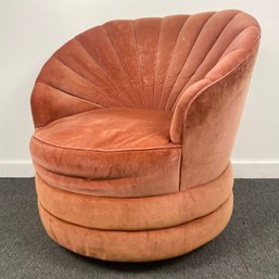 Pink Upholstered Swivel Shell Chair