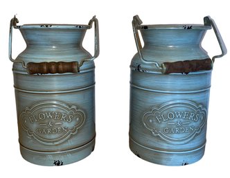 A Pair Of Milk Can Vases