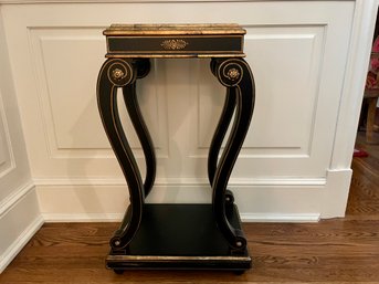 Black Lacquered Small Side Table With Cabriole Style Legs