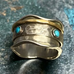 Turquoise And Silver Floating Ring