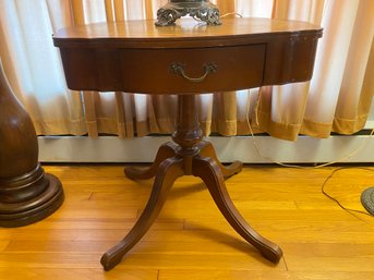 Leather Top Table With One Drawer And Duncan Phyfe Legs