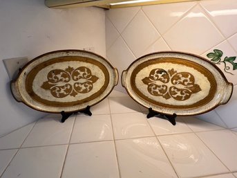 Matching Pair Of Italian Wood Trays,