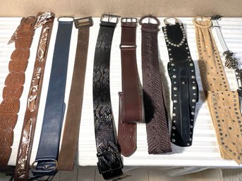 Belts Galore! Group Of Leather & Suede