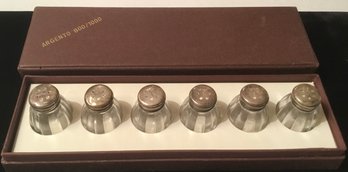 Argento 800/1000 Coin Silver Salt Shakers, In Original Box.