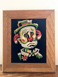 Vintage Sad Clown Painting On Black Velvet (c.1960s)
