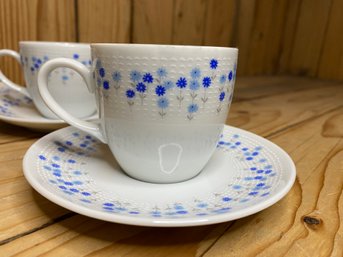 Demi Sheffield Rhapsody Petite Blue Flower Cup Saucers