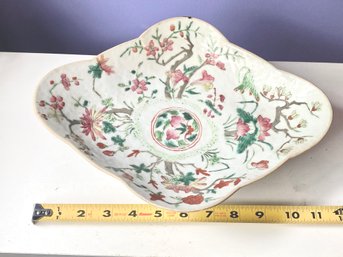 Chinese Four Corner Bowl 11.5x3x9 Some Original Flaws When Made