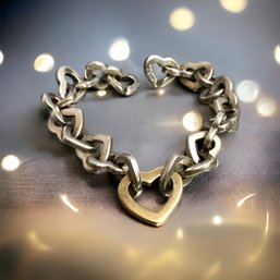 TIFFANY & CO Sterling Silver And 18k Center Heart Bracelet