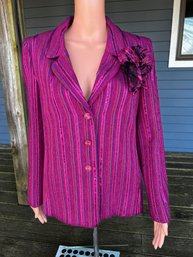 Chanel Magenta Striped Jacket Size 40