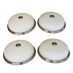 A Set Of 4 Satin Nickel Flush Mount Ceiling Fixtures - 22 Inch