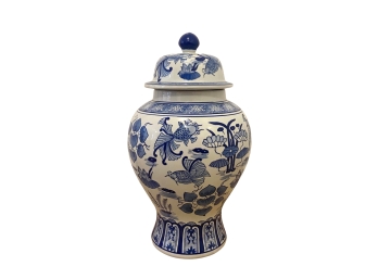 Blue And White Chinoiserie Urn