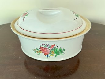 French Luneville Old Strasbourg Terrine / Casserole / Tureen And Lid Antique - 1880 To 1922 Mark, France