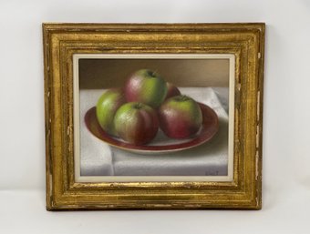 Bowl Of Apples Still Life, Signed Lower Right