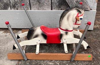 8. Antique Childs Rocking Horse With Base Missing Springs