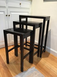 'Swaim' - 3 Solid Maple Nesting Tables In Rich Satin Ebony Finish