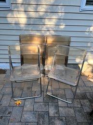 Set Of 4 Very Sturdy, Very Heavy Lucite Folding Chairs