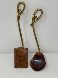 Artist- Made Brass And Copper Serving Set, Signed