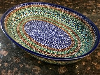 Beautiful Authentic POLISH POTTERY Serving Bowl