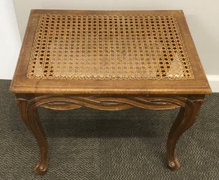 Antique Carved Caned Stool, Ottoman, Table. (C)