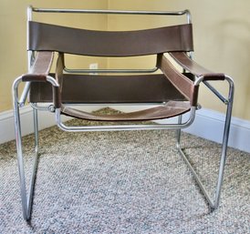 Brown Leather Wassily Chair Marcel Breuer Design